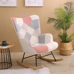 Pink Polyester Rocking Chair by ATHMILE -ATHMILE Sales Store pink athmile rockers gliders ottomans ddw109543643 31 1000