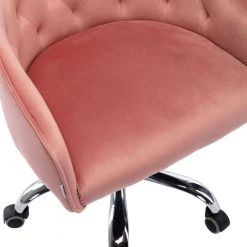 Pink Velvet Upholstered Swivel Task Chair with Sloped Arm by ATHMILE -ATHMILE Sales Store pink athmile task chairs gz b2w20221154 4f 1000