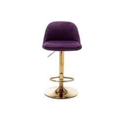 41 in. Purple Velvet Bar Stool (Set of 1) by ATHMILE