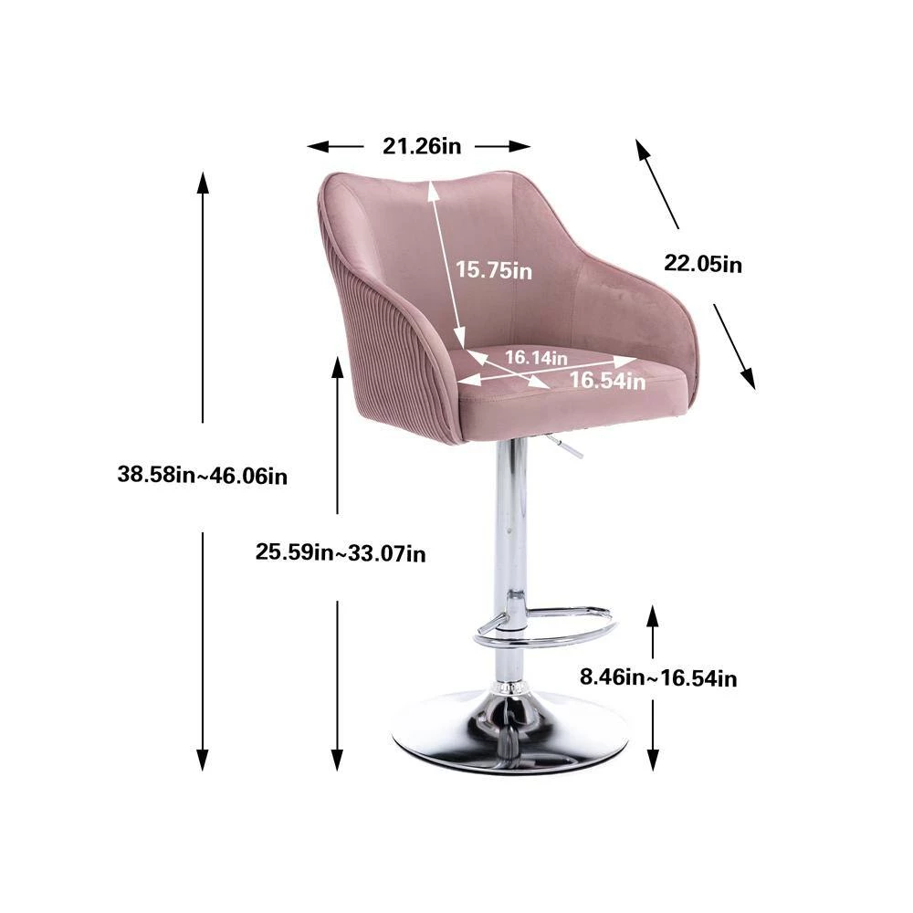 46.06 in. H Purple Fabric Bar Stool (Set of 2) by ATHMILE 5 46.06 in. H Purple Fabric Bar Stool (Set of 2) by ATHMILE - Image 5