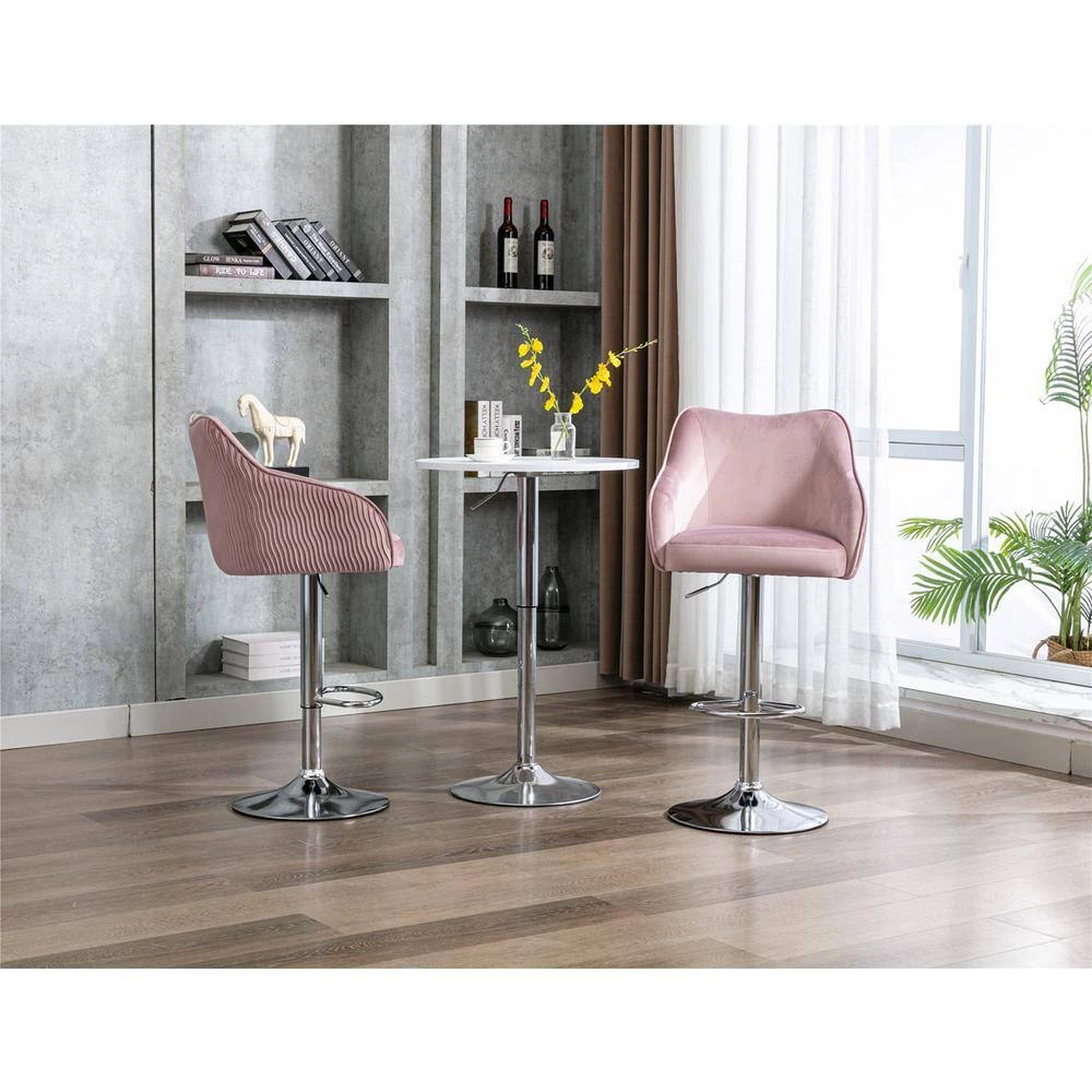 46.06 in. H Purple Fabric Bar Stool (Set of 2) by ATHMILE 7 46.06 in. H Purple Fabric Bar Stool (Set of 2) by ATHMILE - Image 7