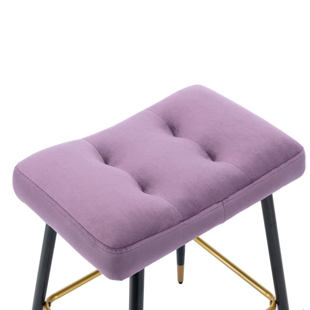 26.34 in. Purple Backless Metal Frame Bar Stool with Velvet Seat (Set of 1) by ATHMILE 5 26.34 in. Purple Backless Metal Frame Bar Stool with Velvet Seat (Set of 1) by ATHMILE - Image 5