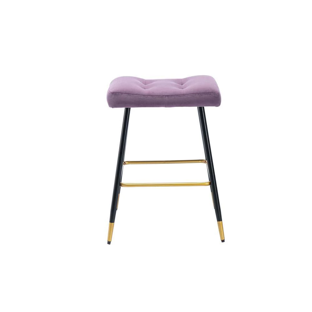 26.34 in. Purple Backless Metal Frame Bar Stool with Velvet Seat (Set of 1) by ATHMILE 8 26.34 in. Purple Backless Metal Frame Bar Stool with Velvet Seat (Set of 1) by ATHMILE - Image 8