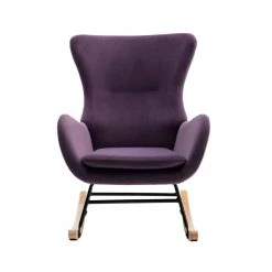 Purple Velvet Rocking Chair by ATHMILE
