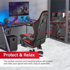 Red Swivel Gaming Chair with Adjustable Height by ATHMILE -ATHMILE Sales Store red athmile gaming chairs ddmechair01br 1f 1000