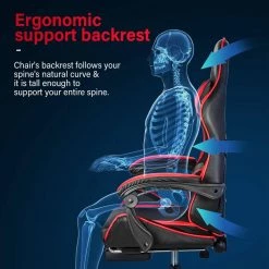 Red Swivel Gaming Chair with Adjustable Height by ATHMILE -ATHMILE Sales Store red athmile gaming chairs ddmechair01br 4f 1000