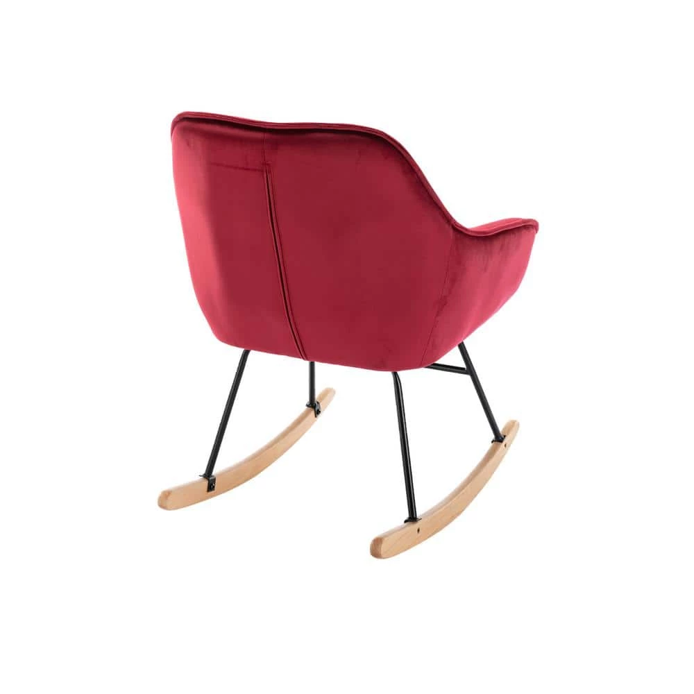Red Toweling Tufted Fabric Rocking Chair (Set of 1) by ATHMILE 7 Red Toweling Tufted Fabric Rocking Chair (Set of 1) by ATHMILE - Image 7