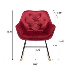 Red Toweling Tufted Fabric Rocking Chair (Set of 1) by ATHMILE 13 Red Toweling Tufted Fabric Rocking Chair (Set of 1) by ATHMILE -ATHMILE Sales Store red athmile rockers gliders ottomans gz b2w20220887 c3 1000