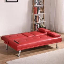 67 in. W Red Multifunctional Folding Twin Size Sofa Bed by ATHMILE -ATHMILE Sales Store red athmile sofa beds gz w90435929 1f 1000