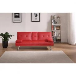 67 in. W Red Multifunctional Folding Twin Size Sofa Bed by ATHMILE -ATHMILE Sales Store red athmile sofa beds gz w90435929 31 1000