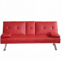 67 in. W Red Multifunctional Folding Twin Size Sofa Bed by ATHMILE