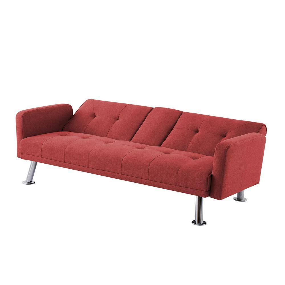 73.23 in. W Red Fabric Sofa Convertible Folding Twin Size Sofa Bed by ATHMILE 5 73.23 in. W Red Fabric Sofa Convertible Folding Twin Size Sofa Bed by ATHMILE - Image 5