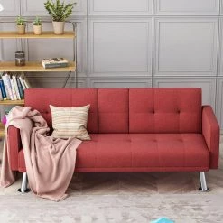 73.23 in. W Red Fabric Sofa Convertible Folding Twin Size Sofa Bed by ATHMILE 12 73.23 in. W Red Fabric Sofa Convertible Folding Twin Size Sofa Bed by ATHMILE -ATHMILE Sales Store red athmile sofa beds gzx b2w20221359 4f 1000