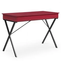 Red 43.2 in. Rectangle MDF Table Top 2-Drawers Writing Desk with Black Stoving Varnish Steel Frame by ATHMILE -ATHMILE Sales Store red athmile writing desks gz w48735116 44 1000