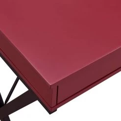 Red 43.2 in. Rectangle MDF Table Top 2-Drawers Writing Desk with Black Stoving Varnish Steel Frame by ATHMILE -ATHMILE Sales Store red athmile writing desks gz w48735116 4f 1000