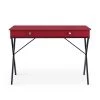 Red 43.2 in. Rectangle MDF Table Top 2-Drawers Writing Desk with Black Stoving Varnish Steel Frame by ATHMILE