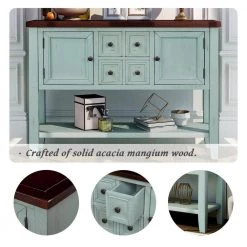 46 in. Retro Blue Standard Rectangle Wood Console Table by ATHMILE -ATHMILE Sales Store retro blue athmile console tables gz b2w20220797 44 1000