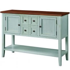 46 in. Retro Blue Standard Rectangle Wood Console Table by ATHMILE