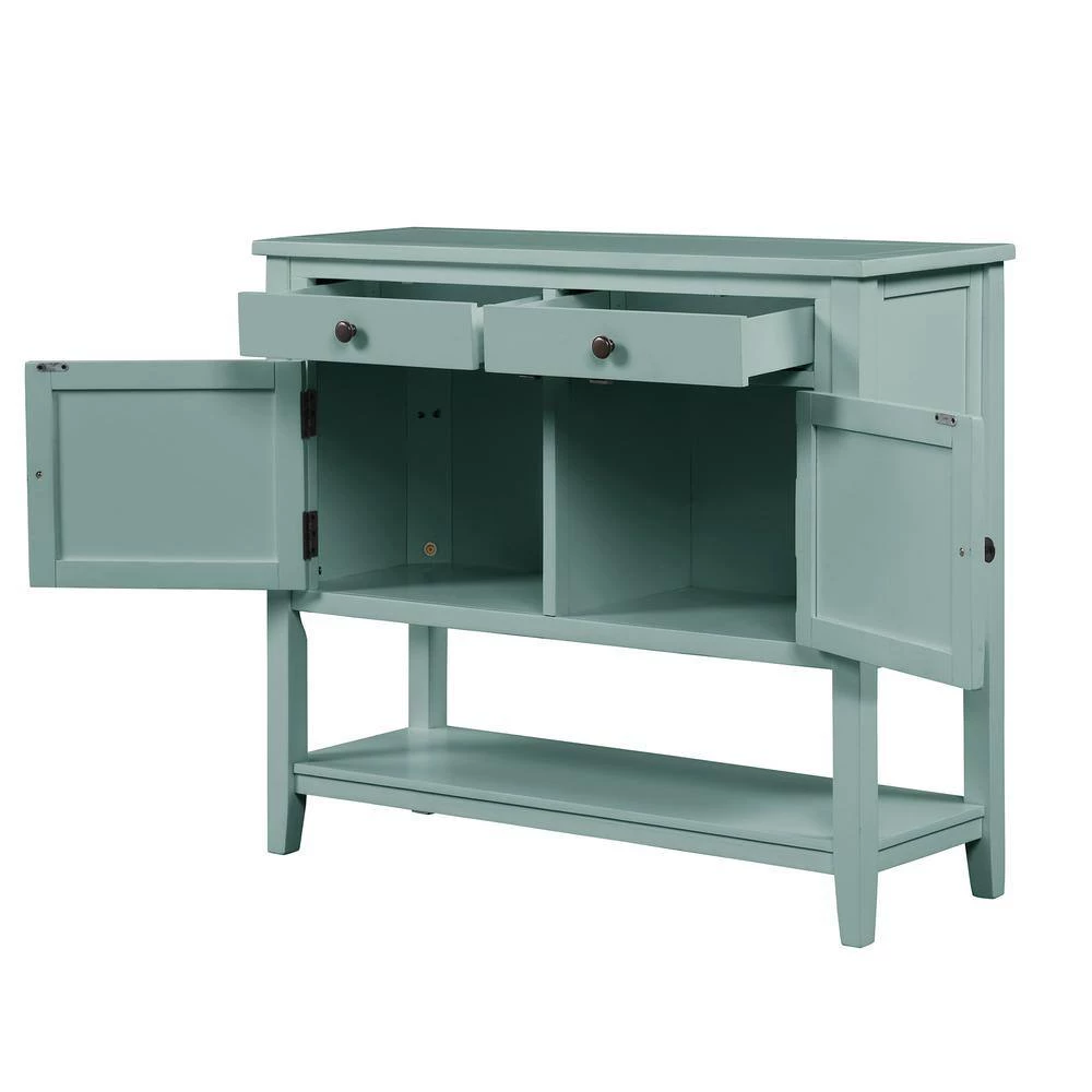 39 in. Retro Green Rectangle Wood Console Table with 2-Drawers 2-Cabinets and 1-Shelf by ATHMILE 6 39 in. Retro Green Rectangle Wood Console Table with 2-Drawers 2-Cabinets and 1-Shelf by ATHMILE - Image 6