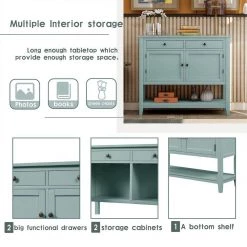 39 in. Retro Green Rectangle Wood Console Table with 2-Drawers 2-Cabinets and 1-Shelf by ATHMILE 20 39 in. Retro Green Rectangle Wood Console Table with 2-Drawers 2-Cabinets and 1-Shelf by ATHMILE -ATHMILE Sales Store retro green athmile console tables gz b2w20220407 76 1000