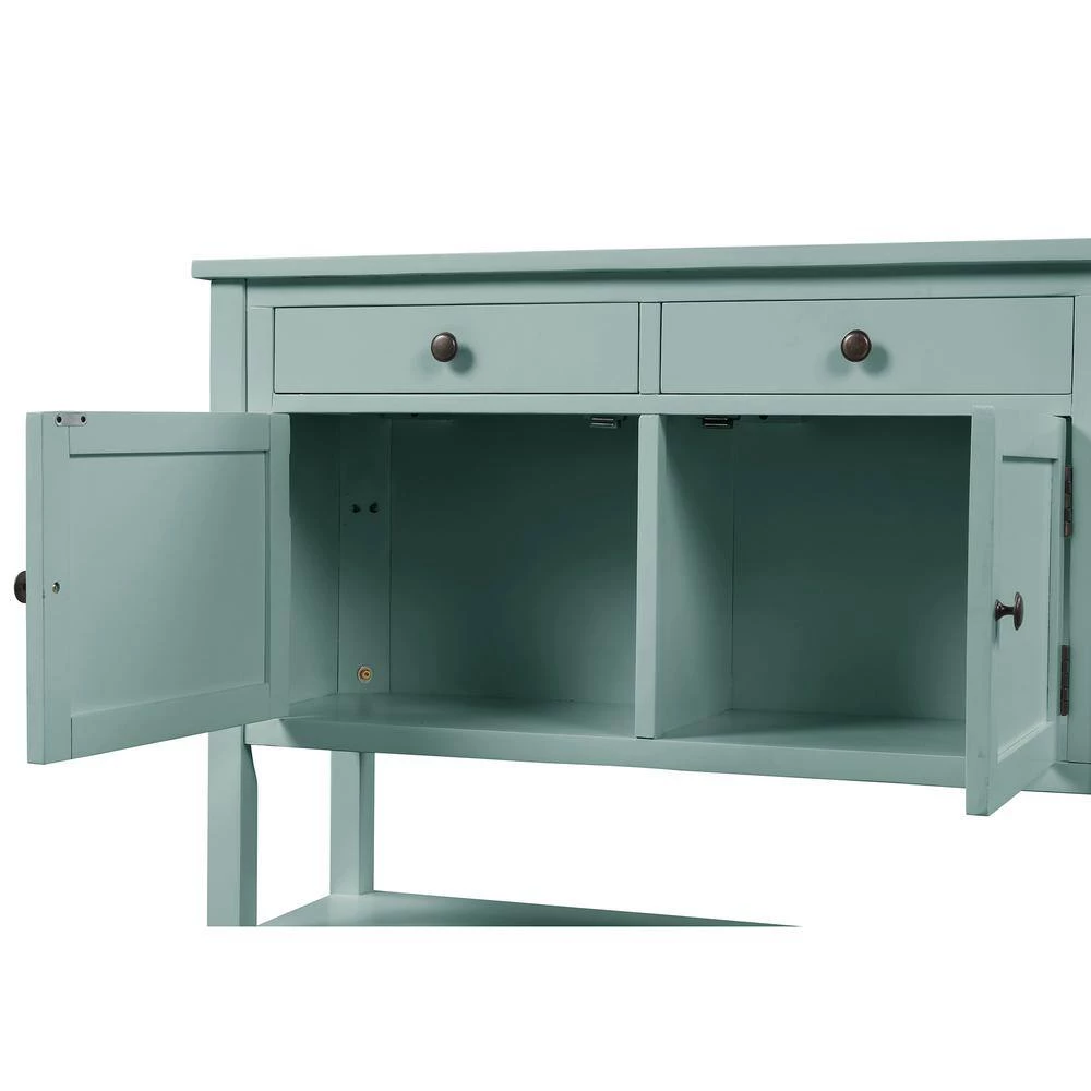 39 in. Retro Green Rectangle Wood Console Table with 2-Drawers 2-Cabinets and 1-Shelf by ATHMILE 9 39 in. Retro Green Rectangle Wood Console Table with 2-Drawers 2-Cabinets and 1-Shelf by ATHMILE - Image 9