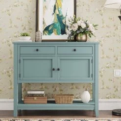 39 in. Retro Green Standard Rectangle Wood Console Table by ATHMILE -ATHMILE Sales Store retro green athmile console tables gzx b2w20221330 1f 1000