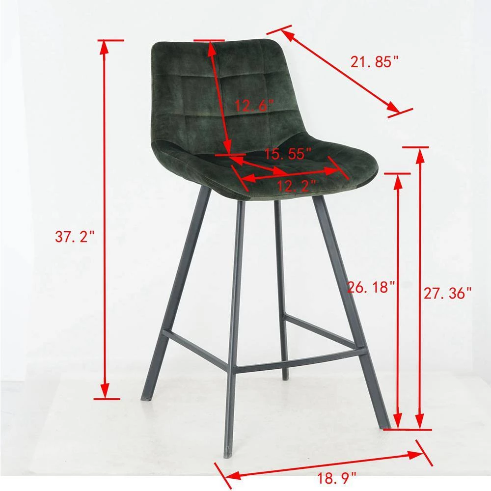 Retro Green Velvet Dining Chairs (Set of 2) by ATHMILE 6 Retro Green Velvet Dining Chairs (Set of 2) by ATHMILE - Image 6