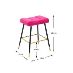 26.34 in. Rose Red Backless Bar Stools with Velvet Seat (Set of 1) by ATHMILE -ATHMILE Sales Store rose red athmile bar stools gz b2w20221732 4f 1000