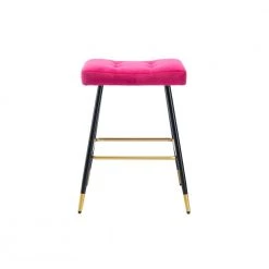 26.34 in. Rose Red Backless Bar Stools with Velvet Seat (Set of 1) by ATHMILE