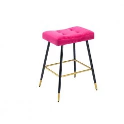 26.34 in. Rose Red Backless Bar Stools with Velvet Seat (Set of 1) by ATHMILE -ATHMILE Sales Store rose red athmile bar stools gz b2w20221732 76 1000