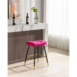 26.34 in. Rose Red Backless Bar Stools with Velvet Seat (Set of 1) by ATHMILE -ATHMILE Sales Store rose red athmile bar stools gz b2w20221732 c3 1000
