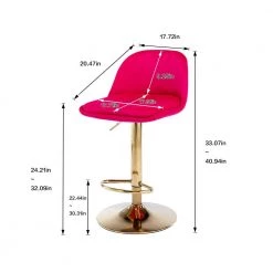 40.94 in. Low Back Red Metal Frame Adjustable Cushioned Bar Stool with Toweling fabric Seat (Set of 1) by ATHMILE -ATHMILE Sales Store rose red athmile bar stools gz w39538754 c3 1000