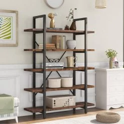 63 in. Rustic Brown 5-Shelf Standard Bookcase by ATHMILE 13 63 in. Rustic Brown 5-Shelf Standard Bookcase by ATHMILE -ATHMILE Sales Store rustic brown athmile bookcases bookshelves ccwf196236aap 31 1000