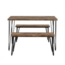 3-Piece Rustic Brown MDF Top Table Set (Seats-2) by ATHMILE