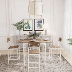 5-Piece Rustic Brown Wood Top Dining Table Set (Seats 4) by ATHMILE 13 5-Piece Rustic Brown Wood Top Dining Table Set (Seats 4) by ATHMILE -ATHMILE Sales Store rustic brown athmile dining room sets dztwf290233aak 31 1000