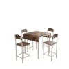 5-Piece Rustic Brown Wood Top Dining Table Set (Seats 4) by ATHMILE