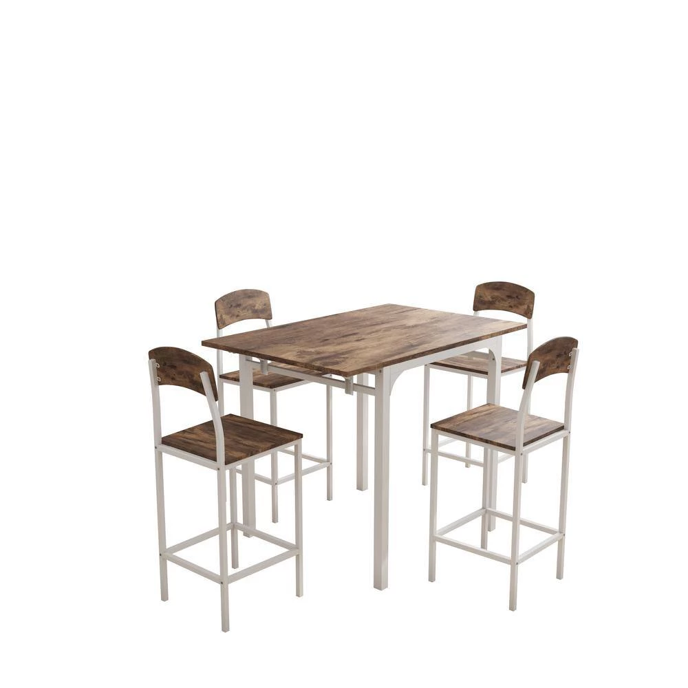 5-Piece Rustic Brown Wood Top Dining Table Set (Seats 4) by ATHMILE 3 5-Piece Rustic Brown Wood Top Dining Table Set (Seats 4) by ATHMILE - Image 3