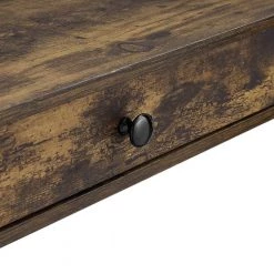 Rustic Brown 43.2 in. Rectangle MDF Table Top 2-Drawers Writing Desk with Black Stoving Varnish Steel Frame by ATHMILE -ATHMILE Sales Store rustic brown athmile writing desks gz w48735117 4f 1000