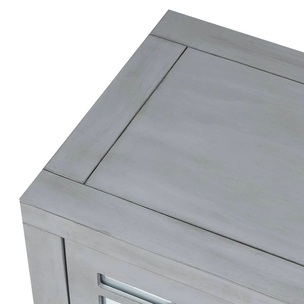 Silver Wooden Storage Cabinet with 3-Drawers and Decorative Mirror by ATHMILE 5 Silver Wooden Storage Cabinet with 3-Drawers and Decorative Mirror by ATHMILE - Image 5