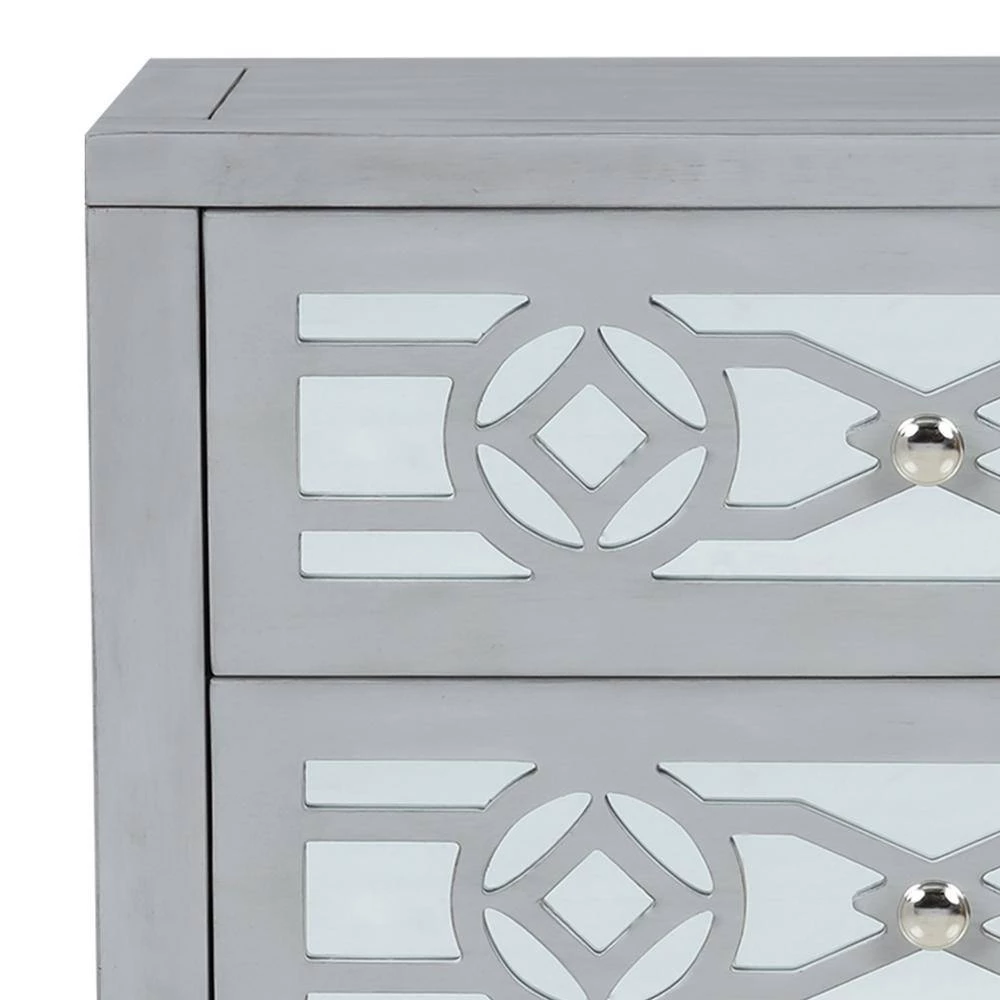 Silver Wooden Storage Cabinet with 3-Drawers and Decorative Mirror by ATHMILE 7 Silver Wooden Storage Cabinet with 3-Drawers and Decorative Mirror by ATHMILE - Image 7