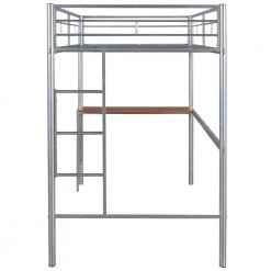 Metallic Silver Twin Over Full Metal Bunk Bed with Desk by ATHMILE -ATHMILE Sales Store silver athmile bunk beds gz b2w20221499 44 1000