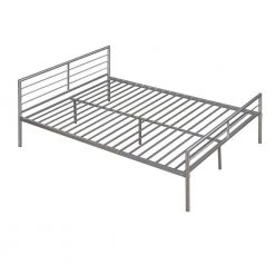 Metallic Silver Twin Over Full Metal Bunk Bed with Desk by ATHMILE -ATHMILE Sales Store silver athmile bunk beds gz b2w20221499 fa 1000