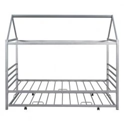 Silver Metal Frame Twin Bed Frame by ATHMILE