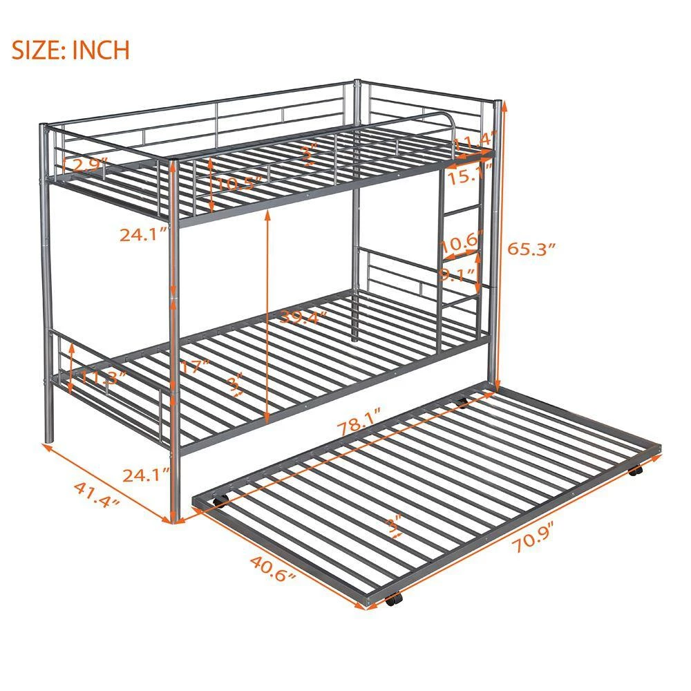 Silver Metal Frame Twin Bed Frame by ATHMILE 3 Silver Metal Frame Twin Bed Frame by ATHMILE - Image 3
