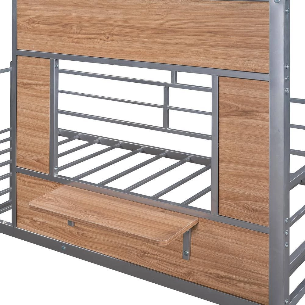 Silver Twin Size Metal Loft Bed with Roof by ATHMILE 6 Silver Twin Size Metal Loft Bed with Roof by ATHMILE - Image 6