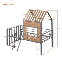 Silver Twin Size Metal Loft Bed with Roof by ATHMILE 12 Silver Twin Size Metal Loft Bed with Roof by ATHMILE -ATHMILE Sales Store silver athmile loft beds gz b2w20221672 4f 1000