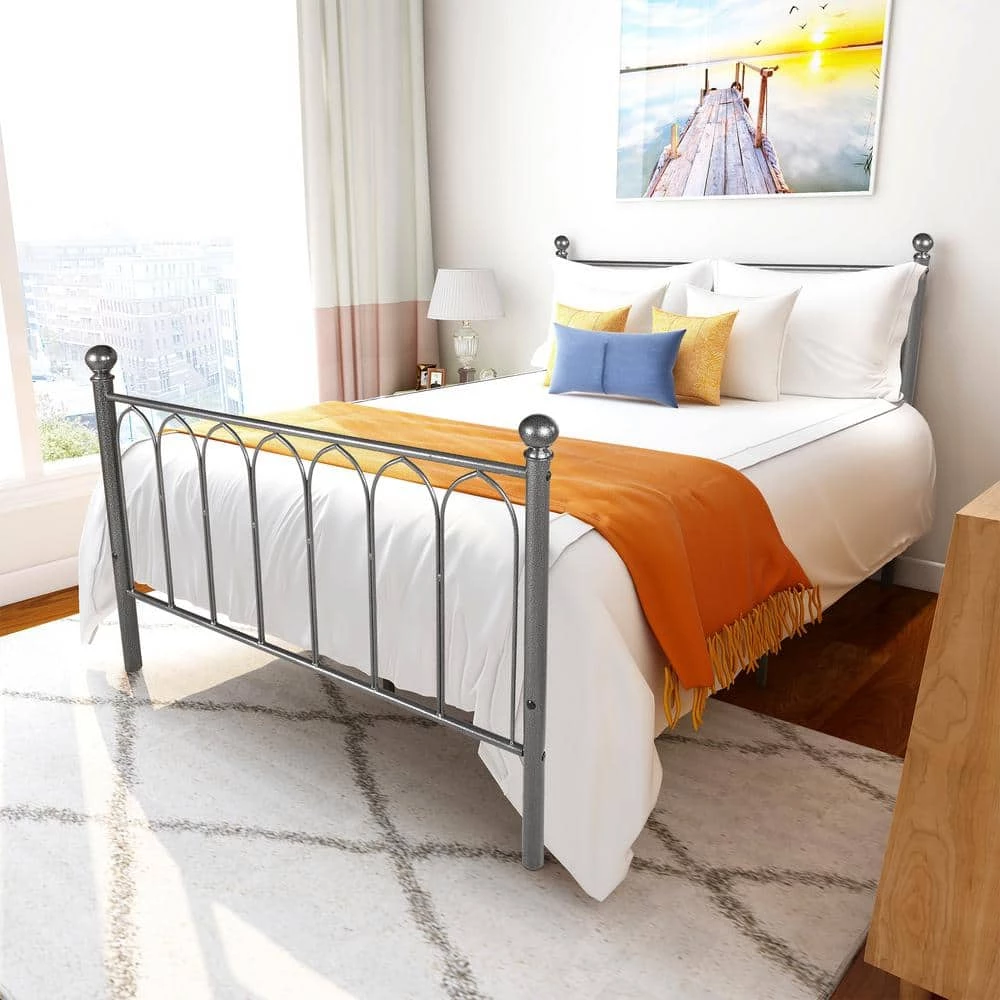 77.95 in. W Black Silver Metal Frame Full Platform Bed by ATHMILE 2 77.95 in. W Black Silver Metal Frame Full Platform Bed by ATHMILE - Image 2