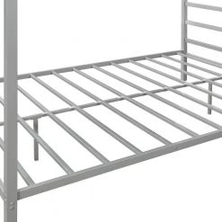 Classic Design Sliver Queen Size Metal Framed Canopy Platform Bed with Built-in Headboard by ATHMILE -ATHMILE Sales Store sliver athmile canopy beds gz mf193126aan 1f 1000