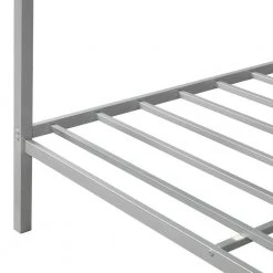 Classic Design Sliver Queen Size Metal Framed Canopy Platform Bed with Built-in Headboard by ATHMILE -ATHMILE Sales Store sliver athmile canopy beds gz mf193126aan 44 1000