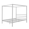 Classic Design Sliver Queen Size Metal Framed Canopy Platform Bed with Built-in Headboard by ATHMILE